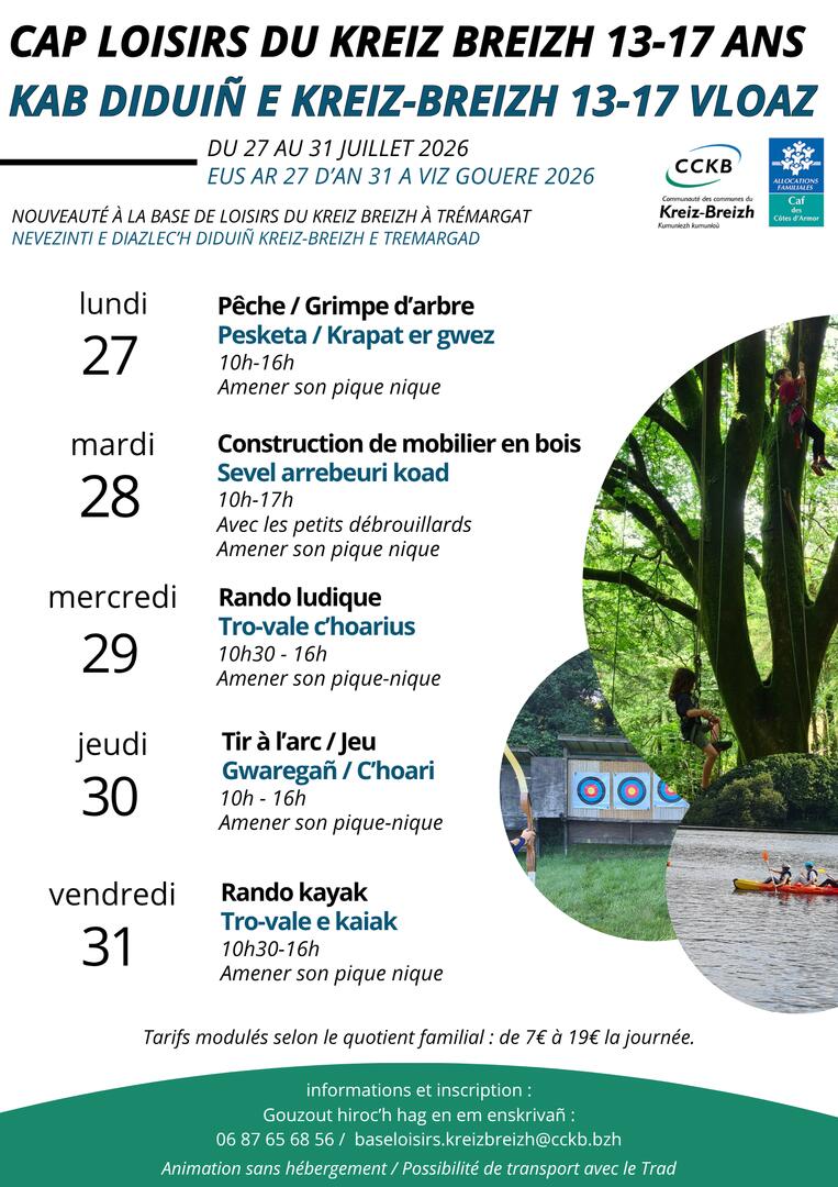 Programme Cap Loisirs du Kreiz Breizh