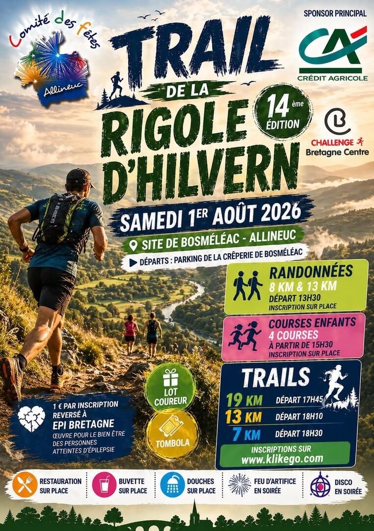 Trail de la Rigole d'Hilvern - 1er  août 2026 - Allineuc