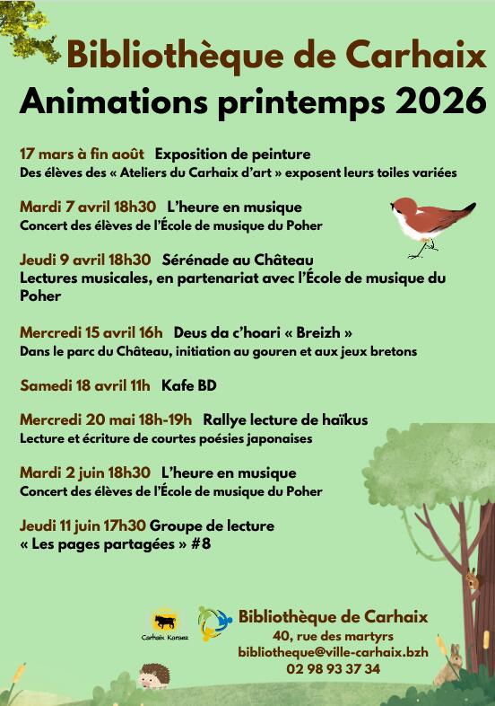 bibliothèque programme d'animation avril juin