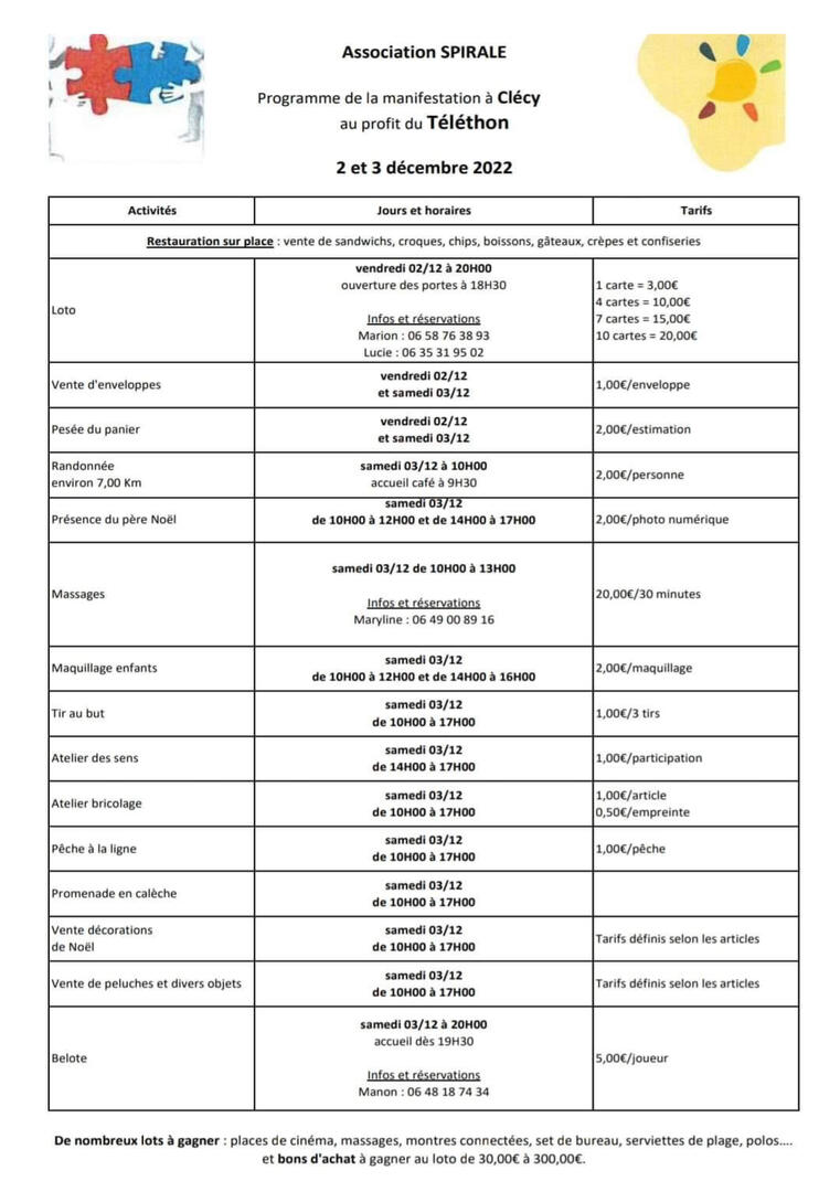 spirale telethon programme