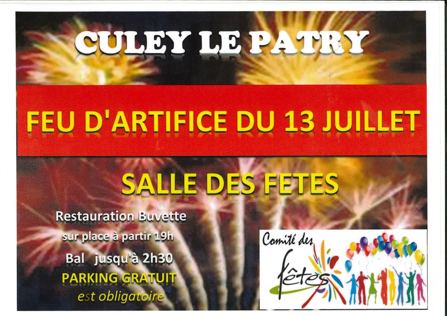 Affiche Feu d'artifice Culey le Patry