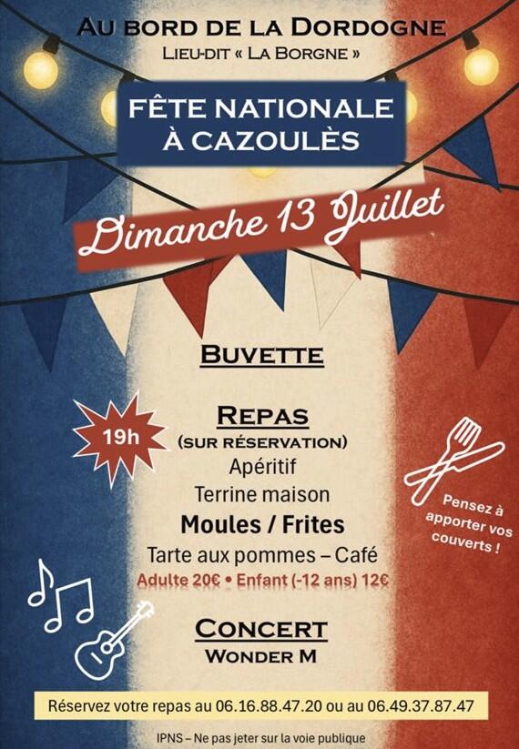 Fête nationale Cazoulès 13 Juillet 2025