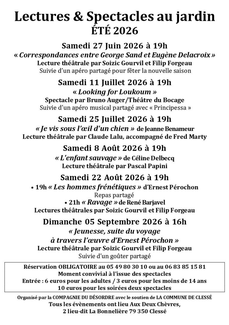 Lectures et spectacles au jardin-Clessé
