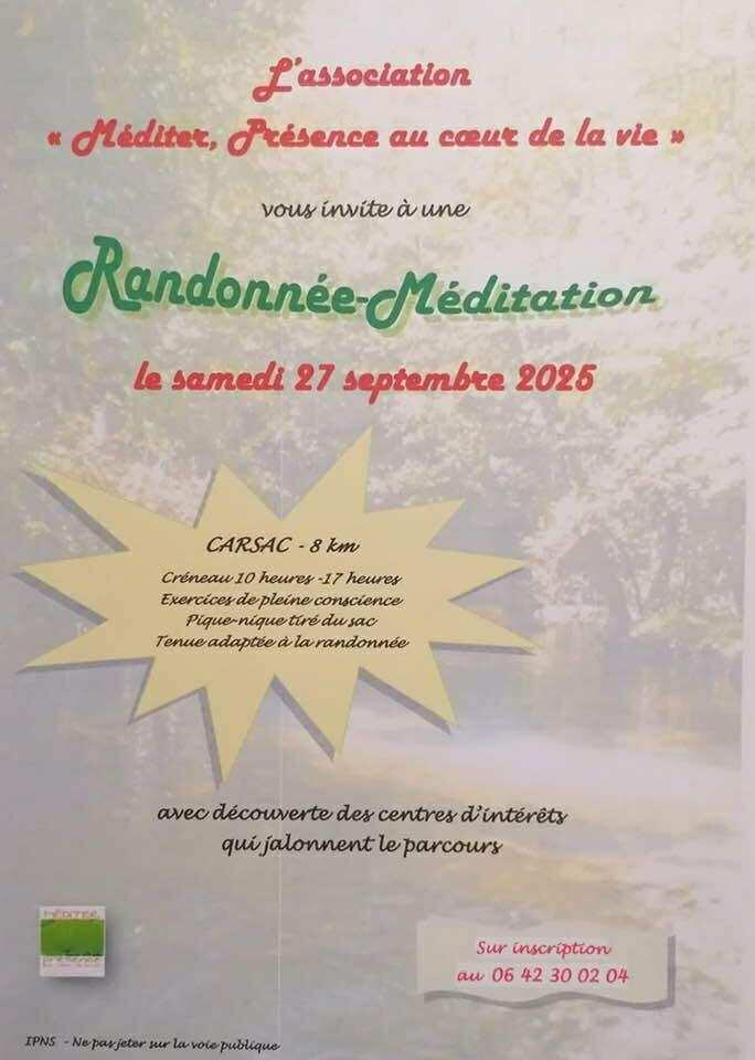 Randonnée Méditation Carsac le 27 septembre
