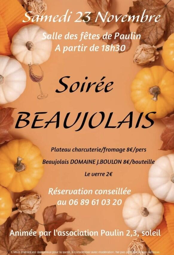 Soirée Beaujolais Paulin 23 Novembre 2025