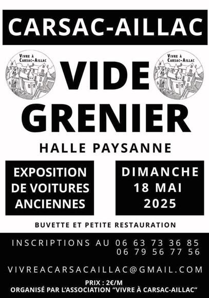 Vide grenier Carsac 18 Mai 2025