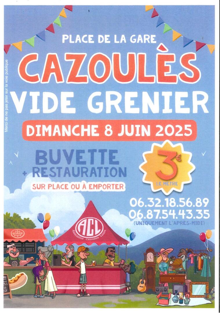Vide grenier cazoules 8 Juin