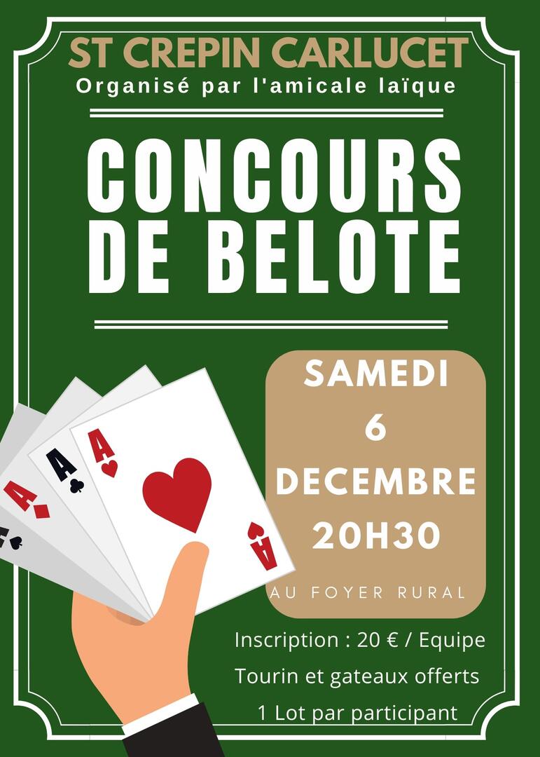 Concours belote 6-12-25 Saint Crépin et Carlucet