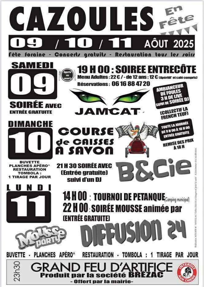 Cazoules en fête : trois jours d’animations les 9, 10 et 11 août 2025