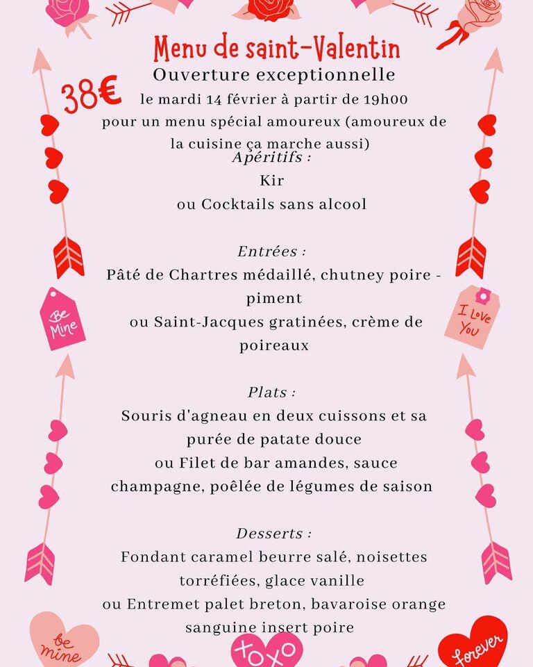 Menu saint valentin la forge