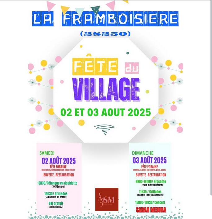 AFFICHE 2025 fete du village la framboisière 2 et 3 aout