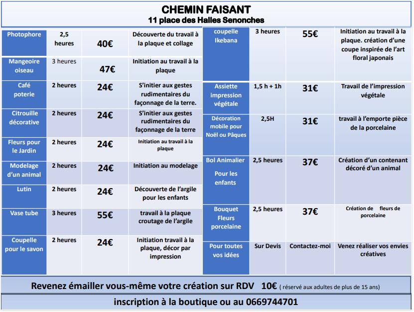 Chemin Faisant - Tarifs 2026 - Senonches TIok