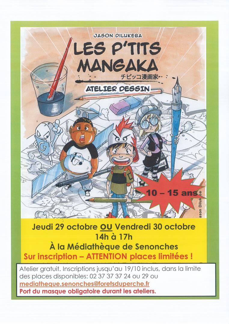 atelier manga JPEG mediatheuqe senonches du 29 au 30 octobre