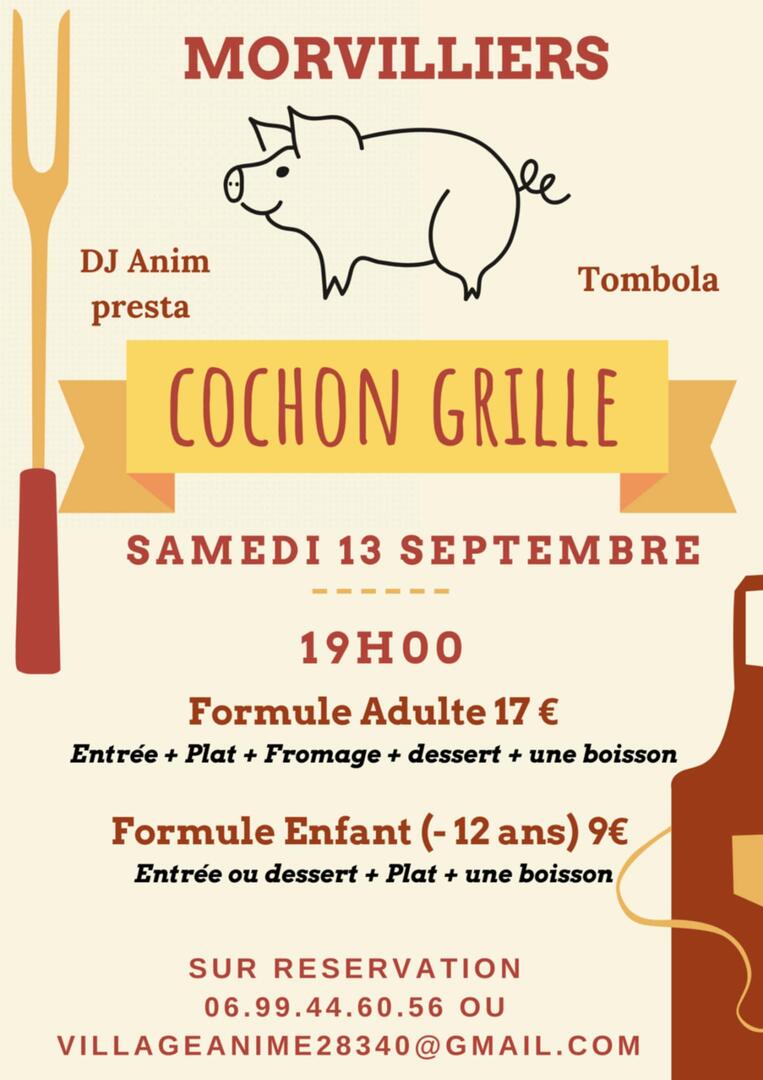 cochon grillé morvilliers 13 septembre