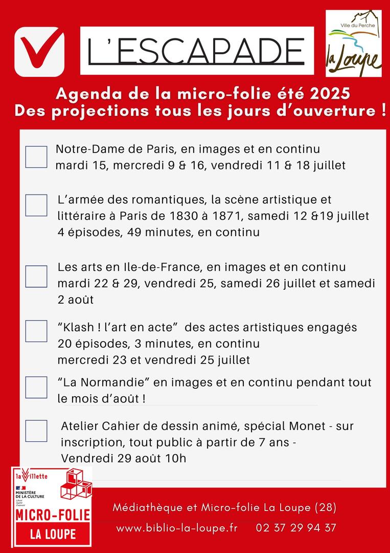 liste des animations - bibliothèque de La Loupe - 1
