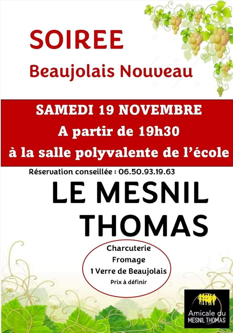 le mesnil thomas soirée beaujolais 19 novembre