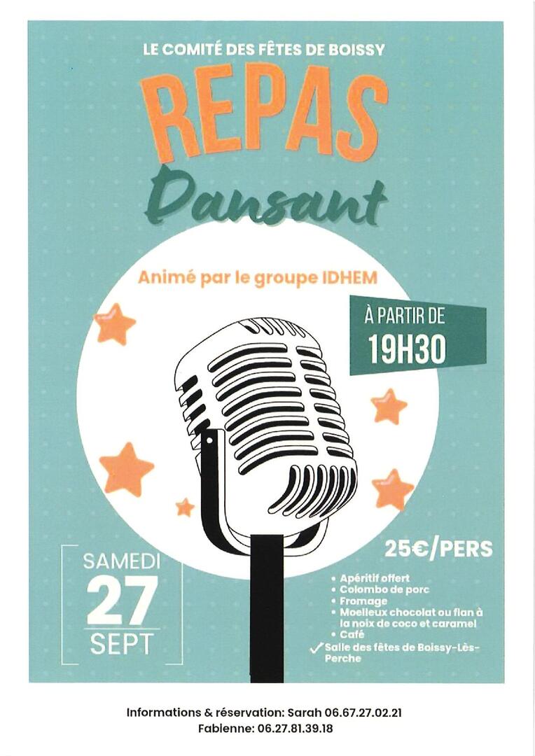 repas dansant boissy 27 septembre