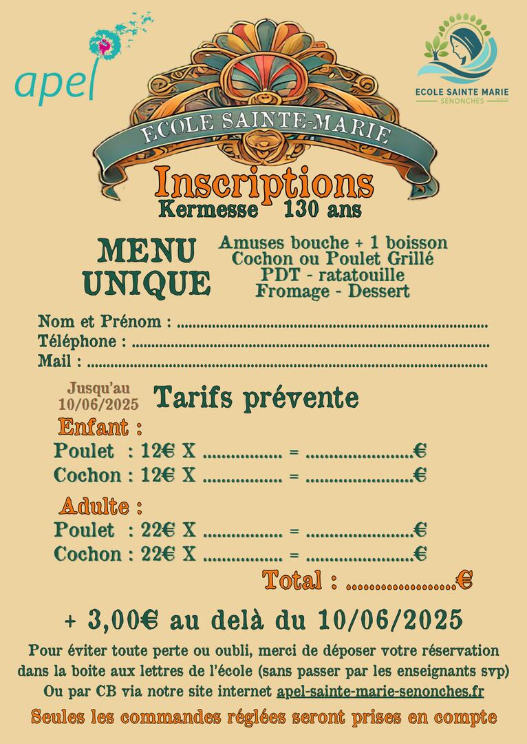 thumbnail_Kermesse - Inscription repas