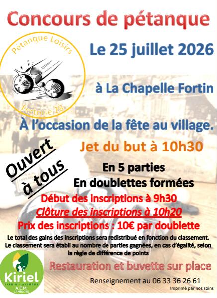 25 juillet pétanque La chapelle fortin