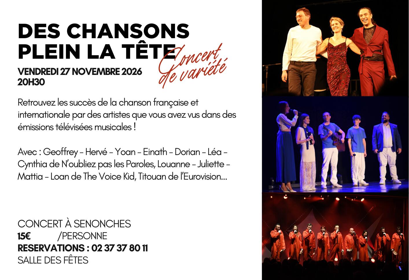 27 nov - DES CHANSONS PLEIN LA TÊTE - Senonches