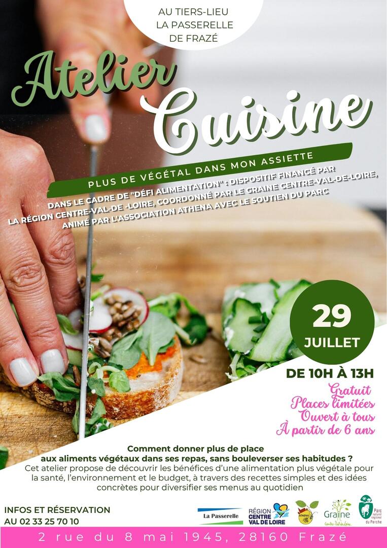 Affiche Atelier Cuisine Moderne Illustré Vert Rose Blanc - 1