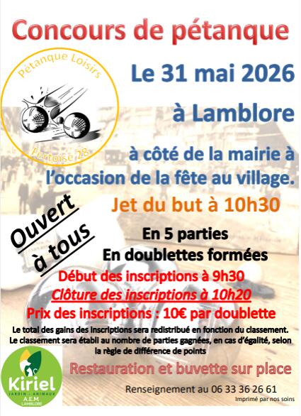 31 mai - Pétanque Lamblore