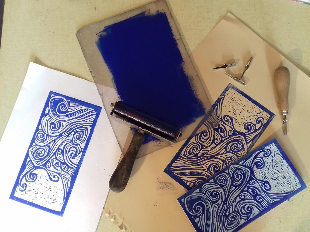 Atelier linogravure - Atelier de la Licorne - Guilvinec - Pays Bigouden