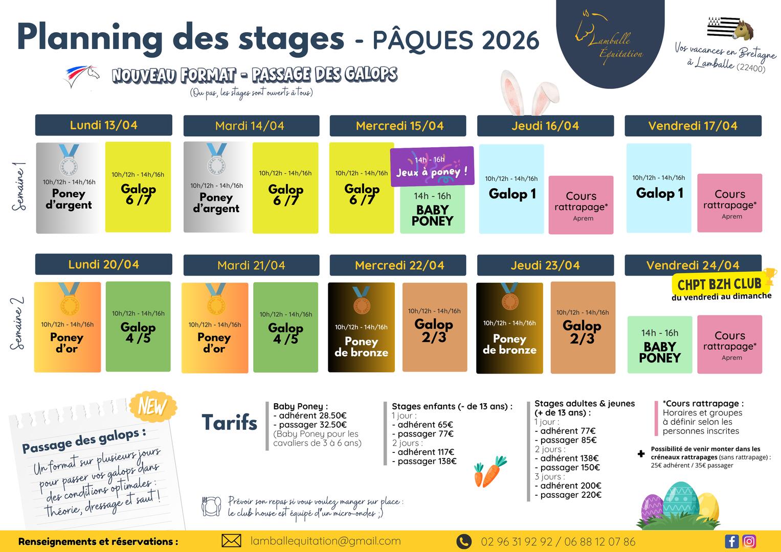Lamballe Equitation - planning paques 2026 - 1