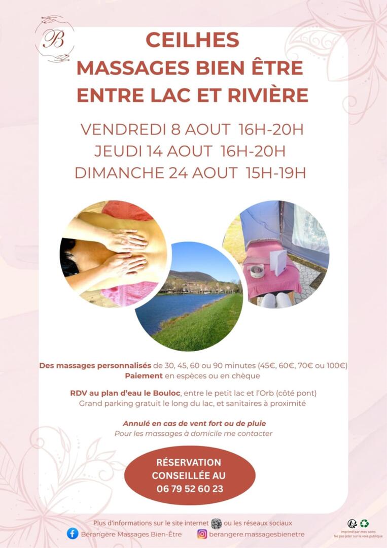 Aout CEILHES Massages entre lac et riviere
