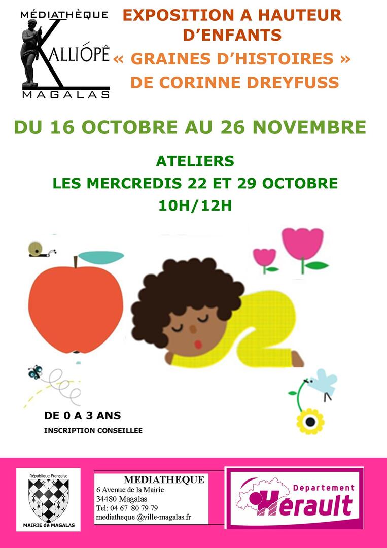 EXPOSITION A HAUTEUR D'ENFANTS "GRAINES D'HISTOIRES"DE CORINNE DREYFUSS