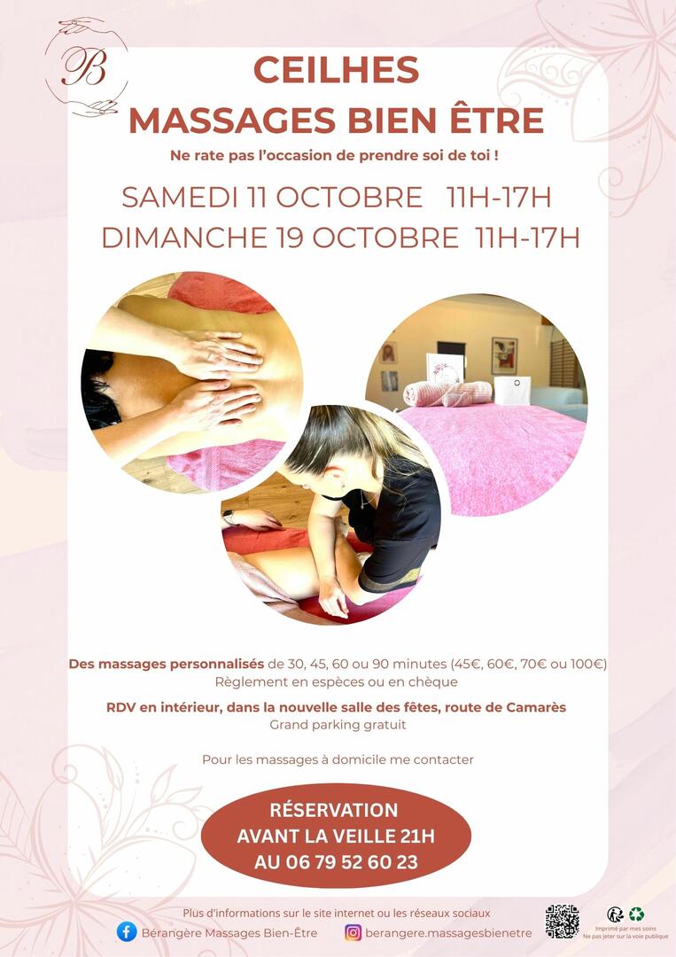 11 et 19 10 CEILHES Massages