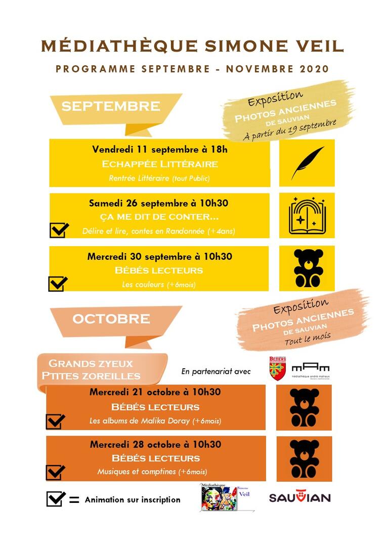 2020-09- à novembre Médiathèque Simone Veil Sauvian