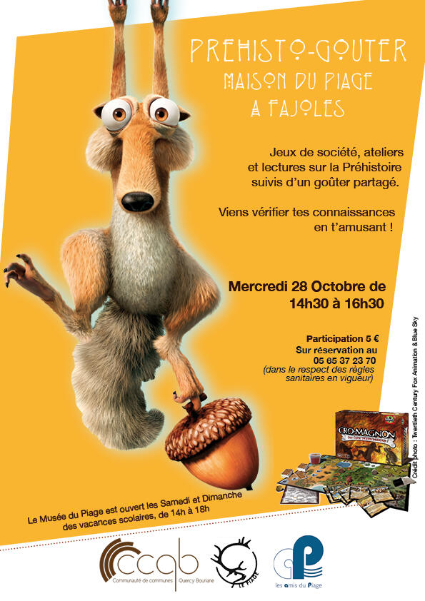 PIAGE - Affiche Préhisto goûter Octobre 2020