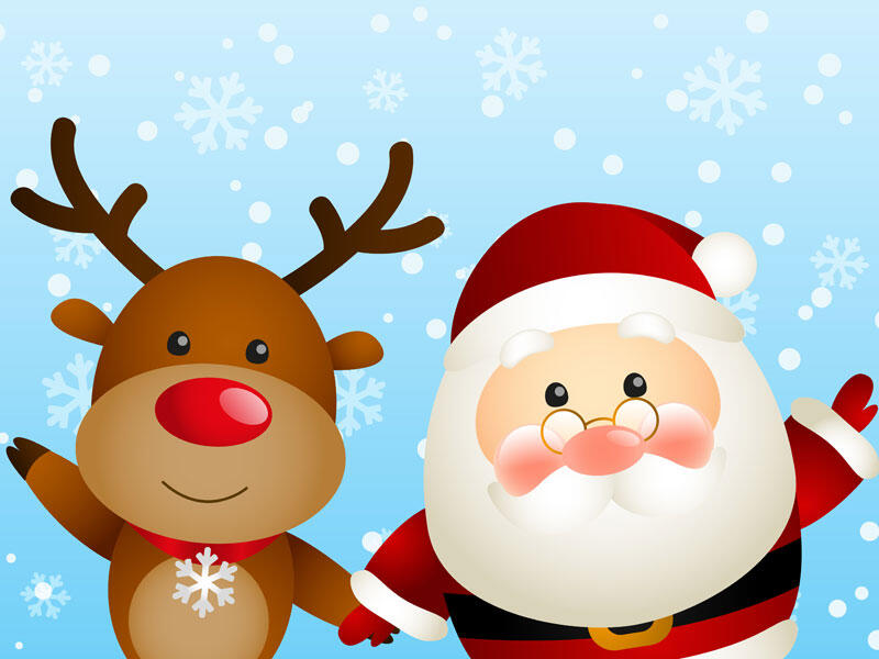 Funny Santa and cute deer