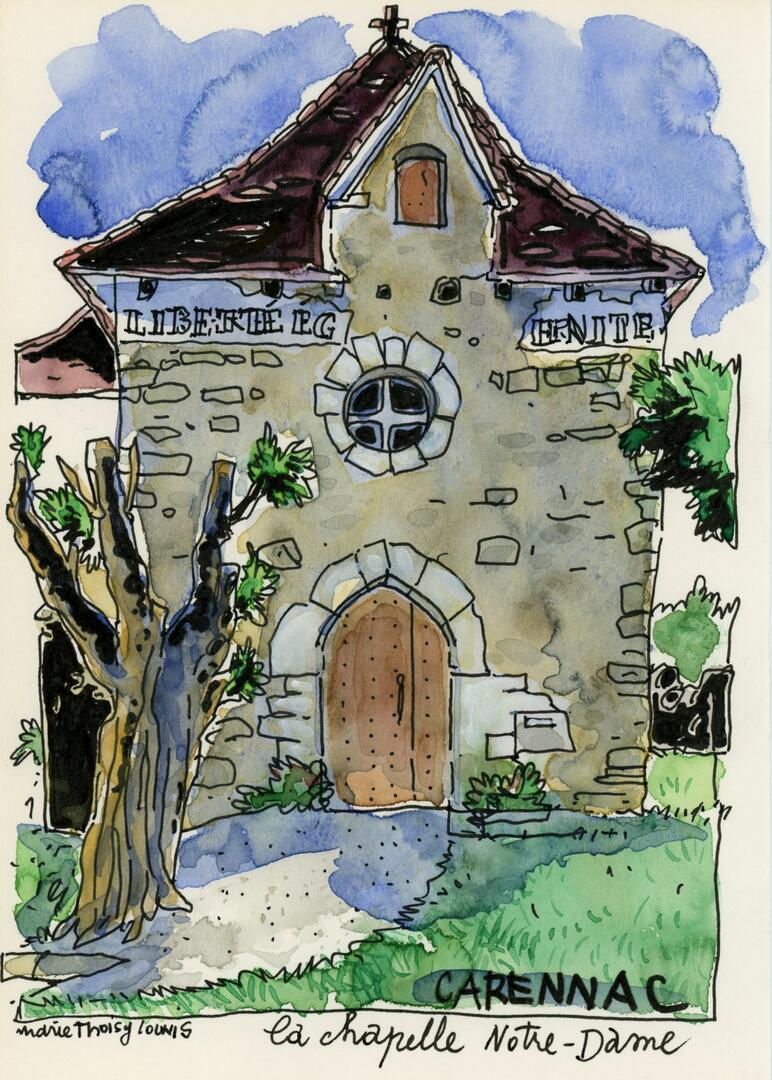dessin carennac l'église 2016