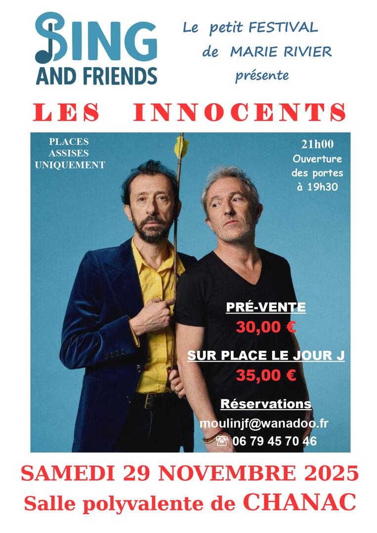 Concert "Les Innocents" à Chanac