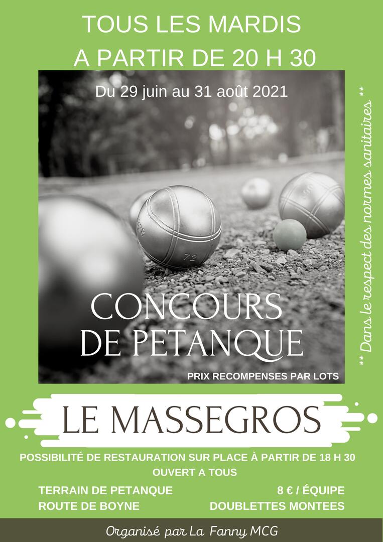 Concours de pétanque Le Massegros 2020