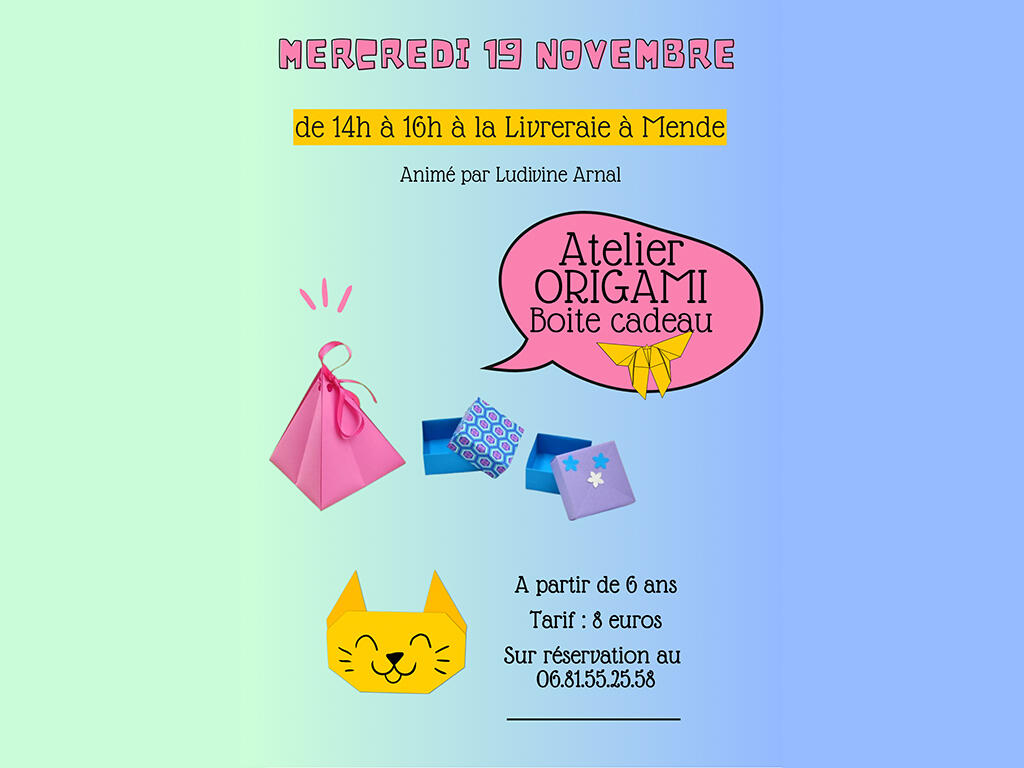 Affiche Annonce Evènement Créatif Enfants Ateliers Origami Coloré Formes Illustration Photo Ludique  - 1