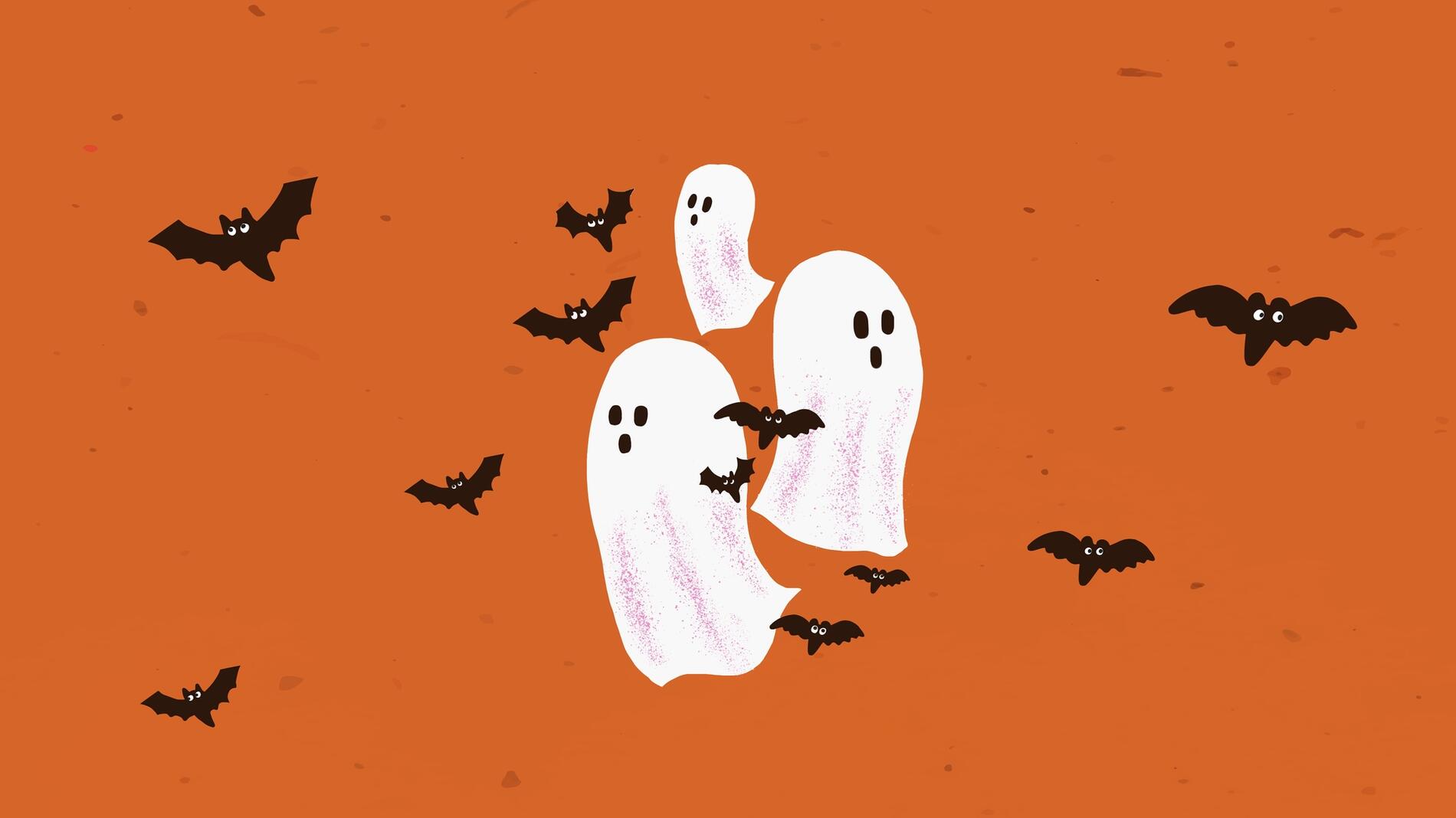 Halloween background vector, cute white ghost illustration