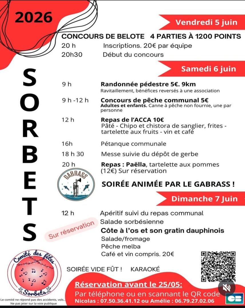 Programme Fêtes Sorbets 2026