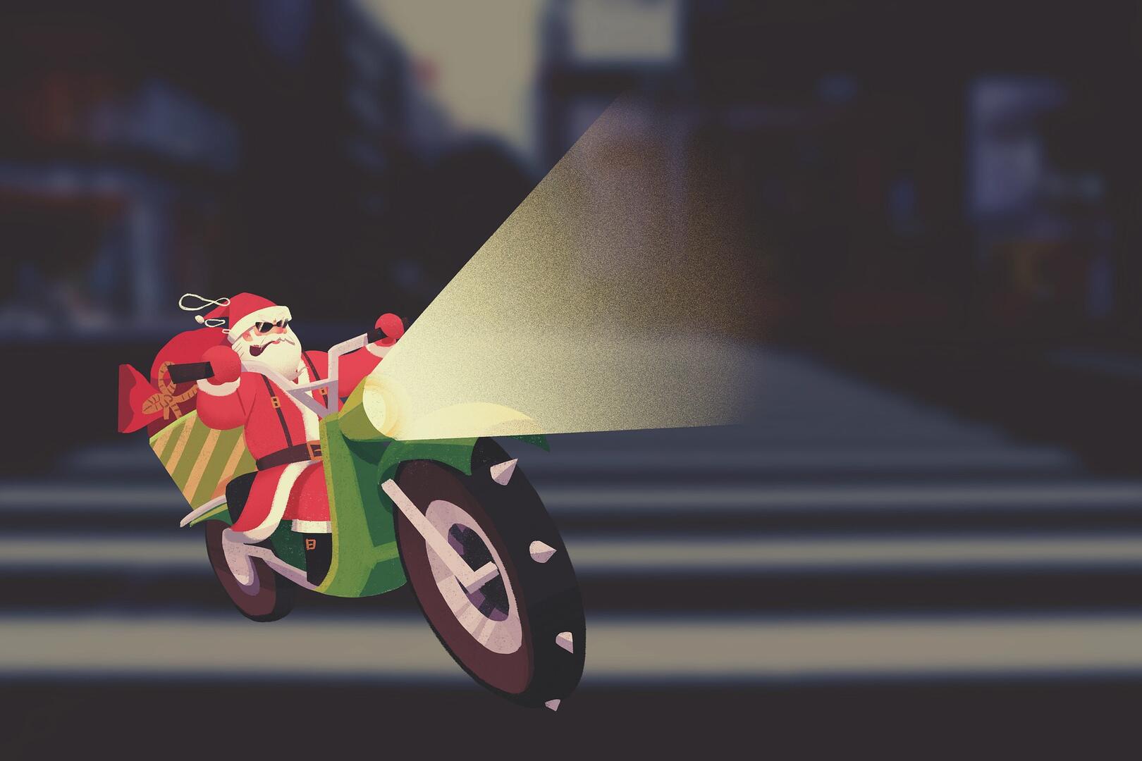 Père Noël à moto