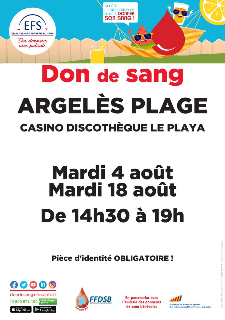 Collecte de sang Argelès août 2020