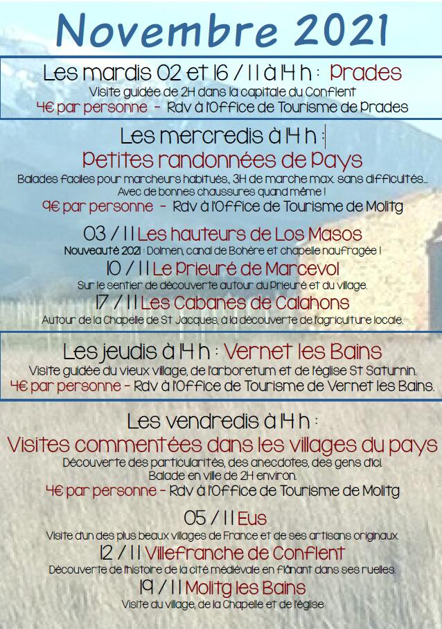 Balades et visites de novembre
