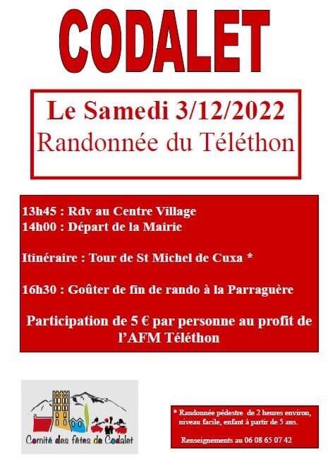 randonnée du téléthon 3 déc 2022 codalet
