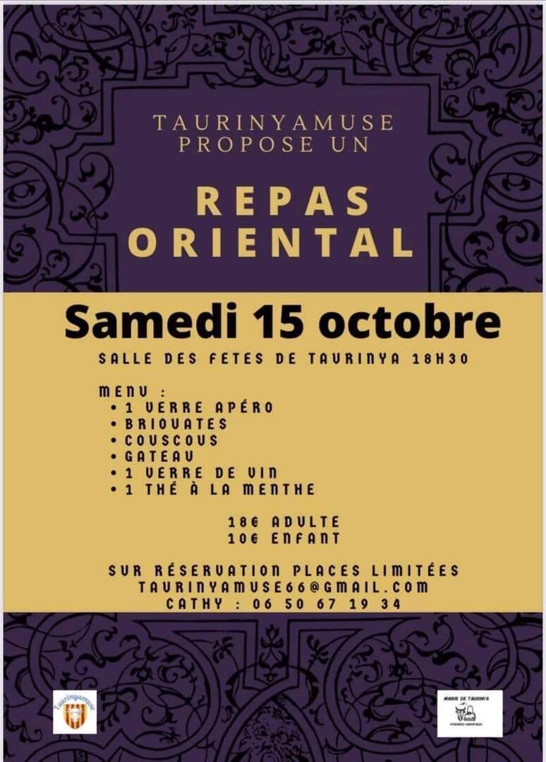 repas oriental taurinya 15 octobre 2022