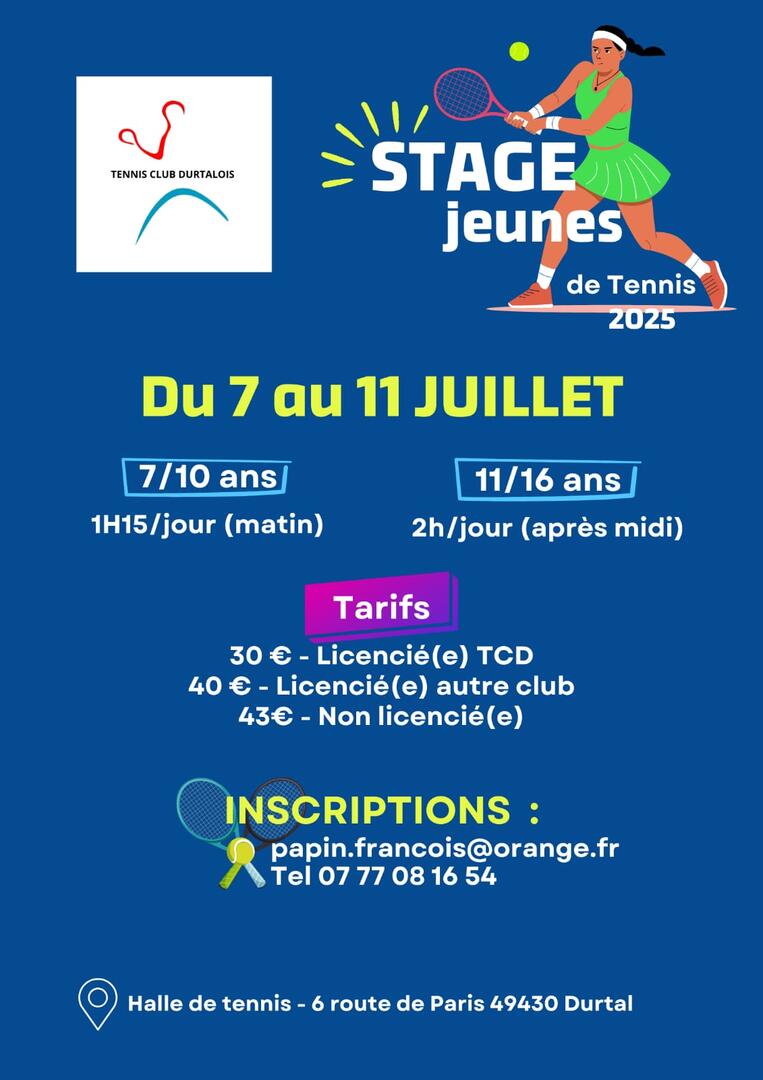 Stage tennis été 2025