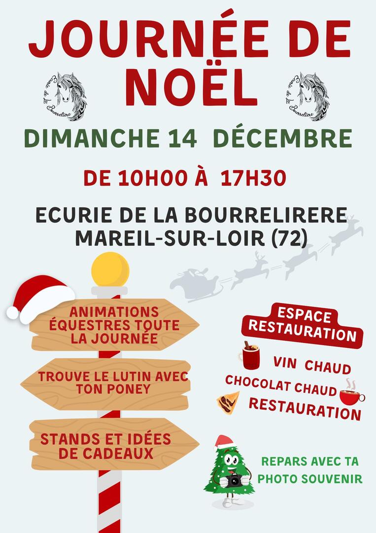 Flyer A4 Marché de Noël Illustratif Rouge Vert - 1