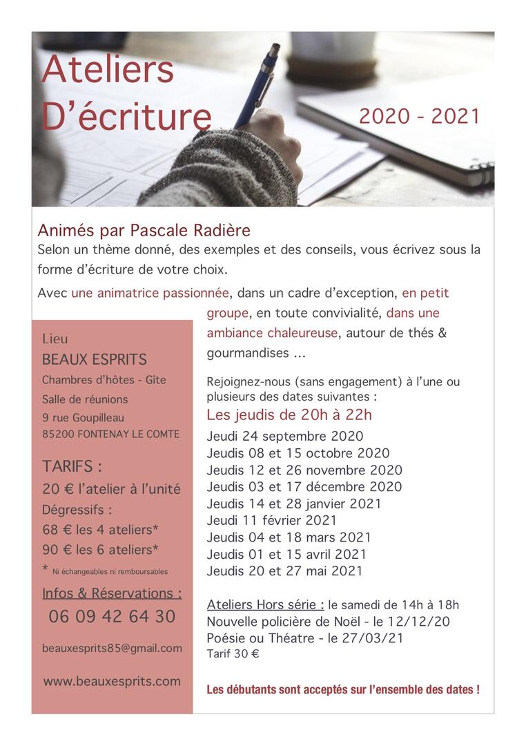 Ateliers d'écriture 2020-2021