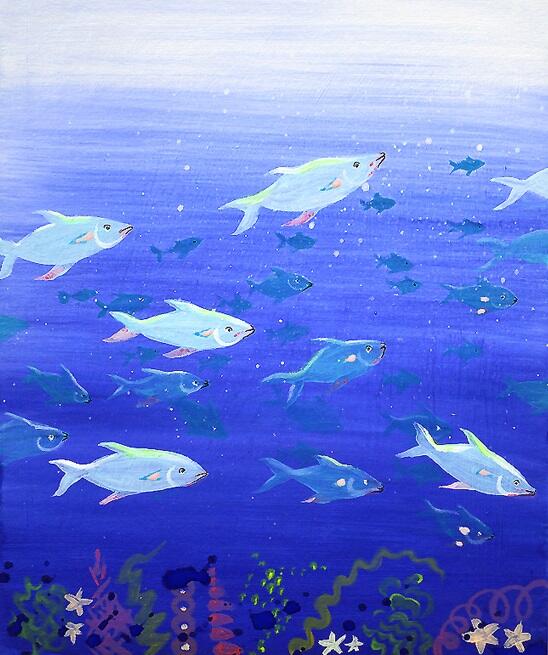 Banc de poissons peinture