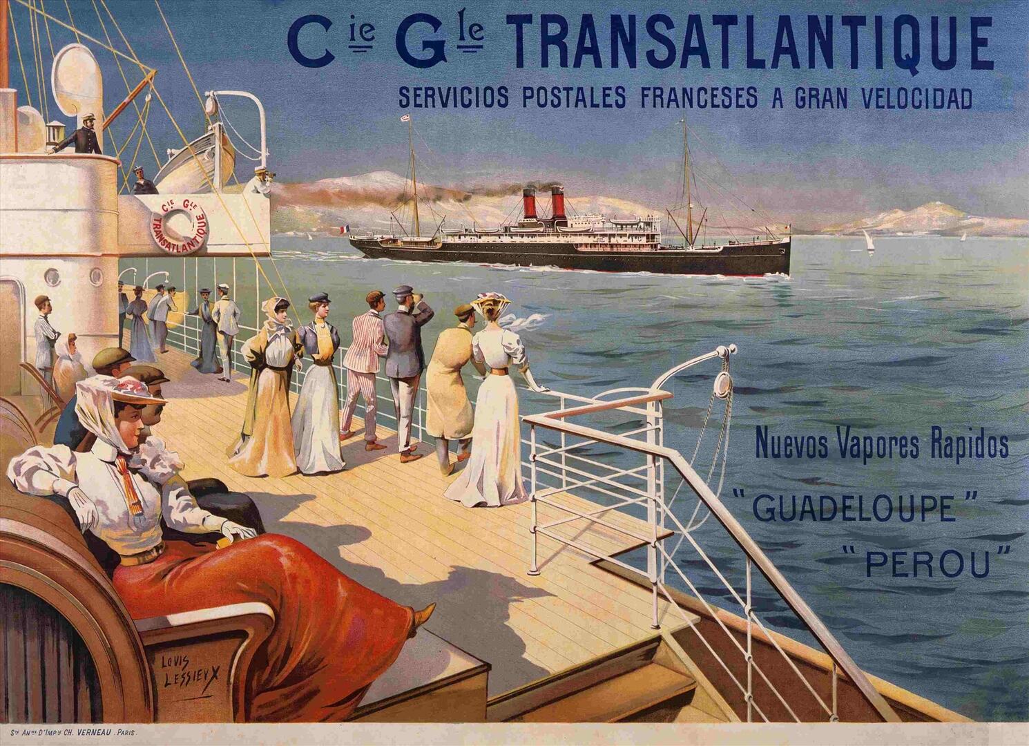 Affiche publicitaire Cie Gle Transatlantique